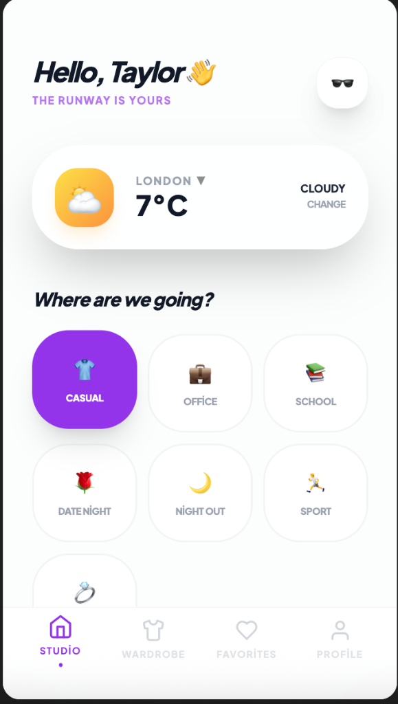 DressWell Home Screen
